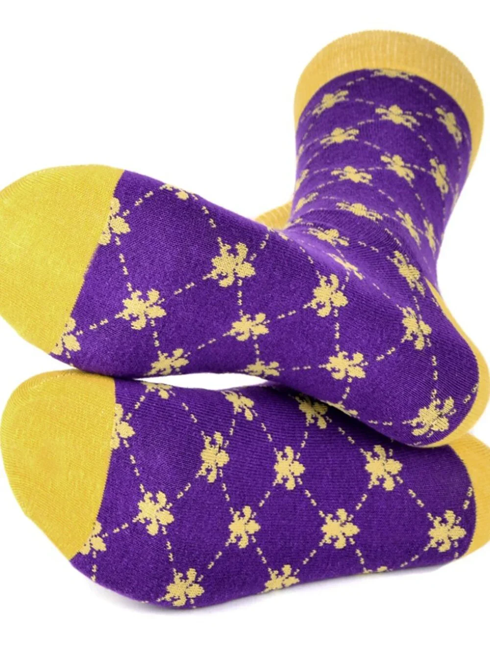 Men's Fleur-de-lis Socks - Purple W/ Yellow/ Gold- NWT